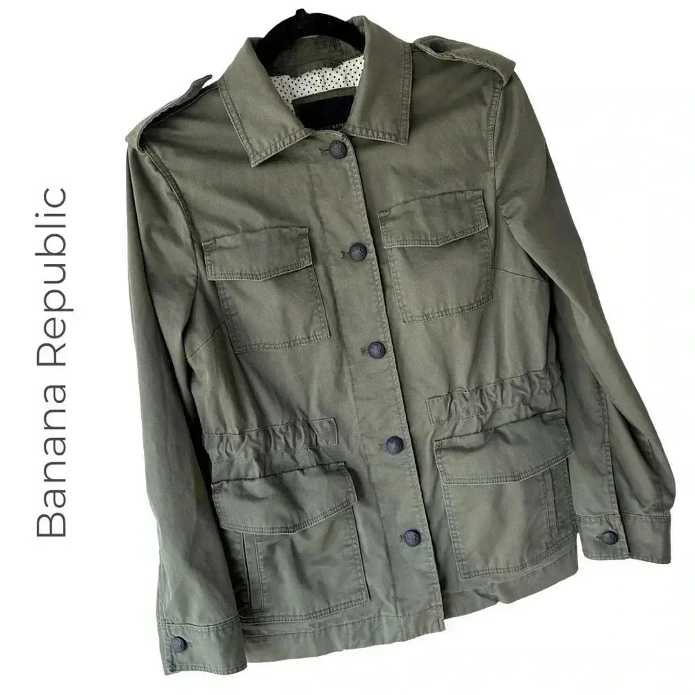 BANANA REPUBLIC | NWOT | CLASSIC UTILITY MILITARY JACKET DEEP OLIVE WOMEN’S SM